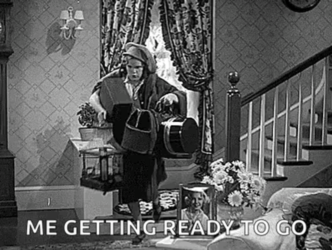 Vintage Getting Ready To Go Carrying Luggages GIF