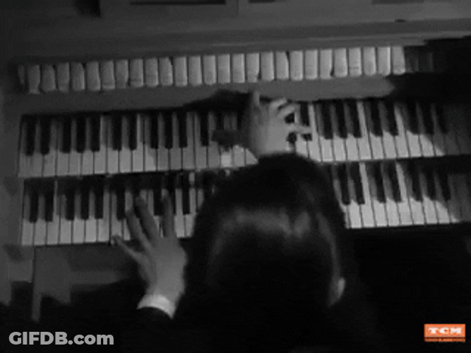 Vintage Halloween Black Cat Piano GIF