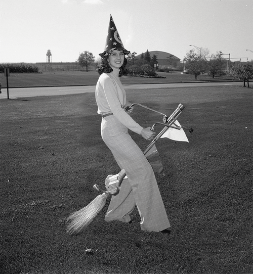 Vintage Halloween Flying Witch GIF