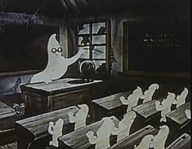 Vintage Halloween Ghost School GIF