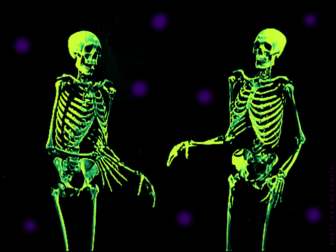 Vintage Halloween Neon Skeleton GIF