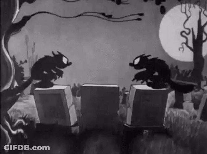 Vintage Halloween Skeleton Dance Cats GIF
