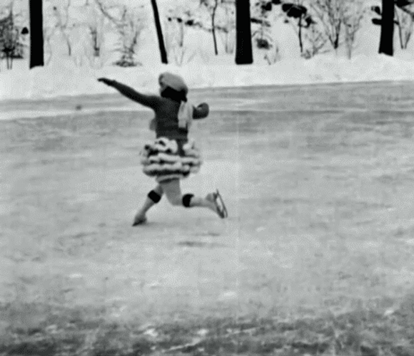 Vintage Ice Skating Lady GIF