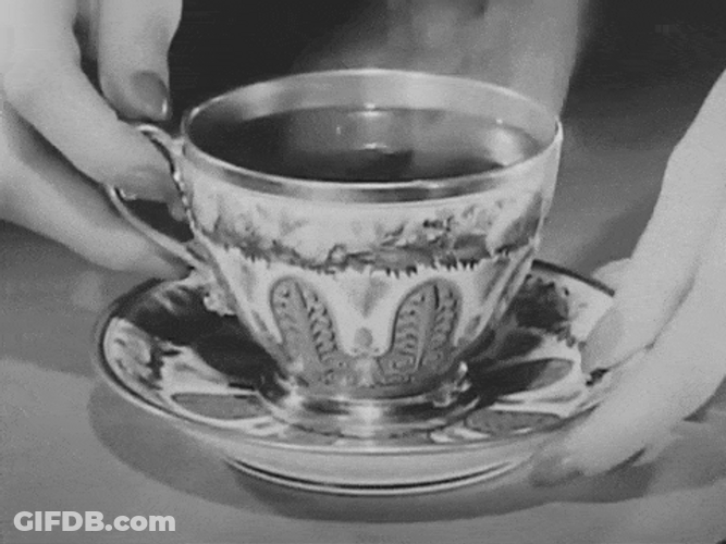 Vintage Lady Drinking Coffee GIF