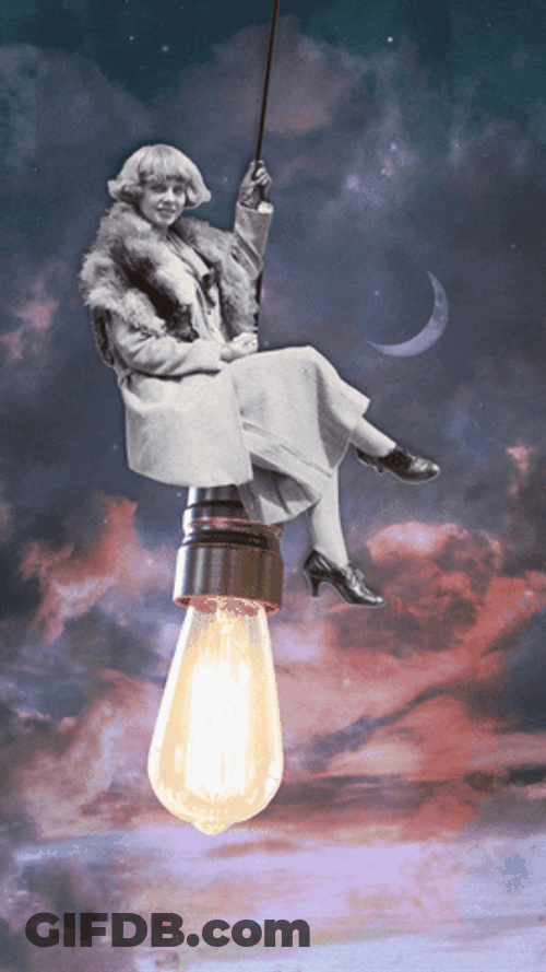 Vintage Light Bulb Swinging Chandelier GIF
