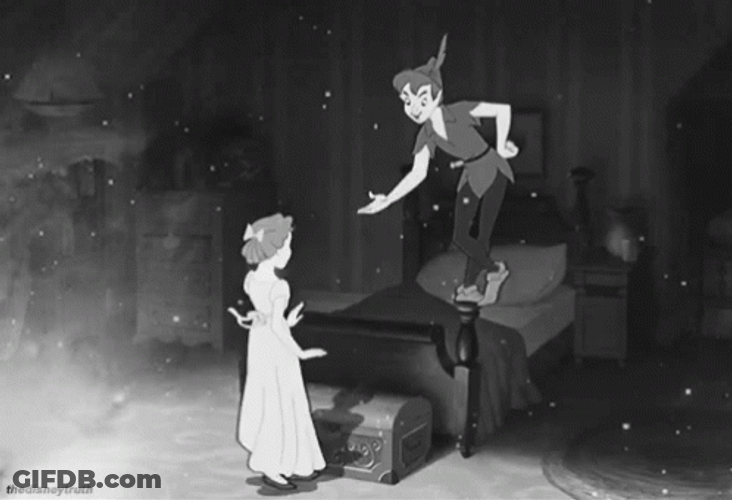 Vintage Monochromatic Peter Pan And Wendy GIF