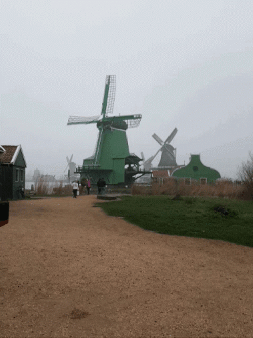Vintage Old Wooden Windmills GIF