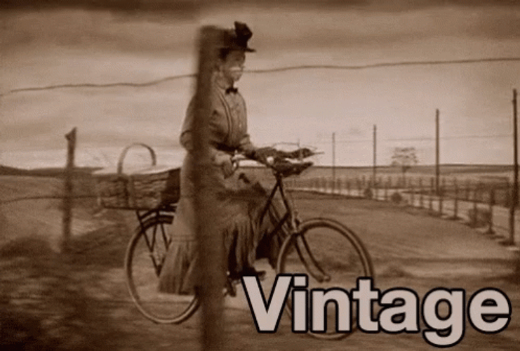 Vintage Retro Lady Biking GIF