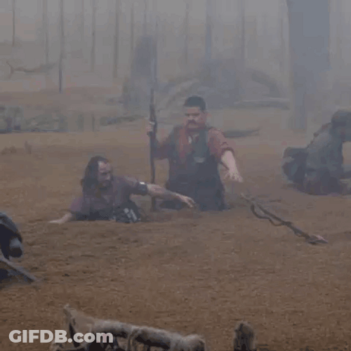 Vintage Soldiers Escaping Quicksand GIF