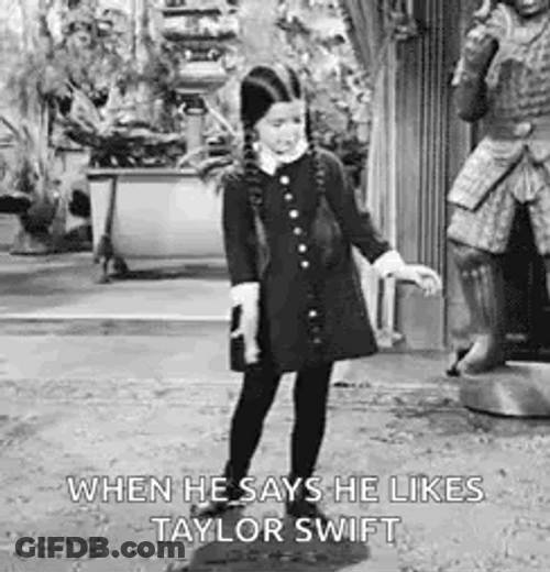 Vintage Wednesday Addams Dancing Taylor Swift Meme GIF