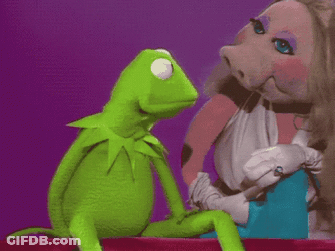 Violent Miss Piggy Punches Kermit GIF