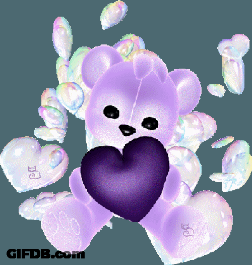 Violet Bear With Heart Sparkle GIF
