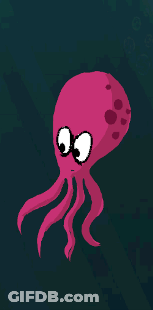 Violet Octopus Jumping Cartoon GIF