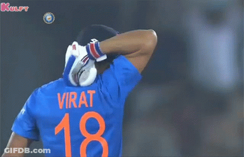 Virat In Blue Jersey Number 18 GIF