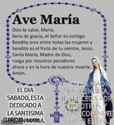 Virgin Mary Statue Surrounded By Flowers And Rosary GIF