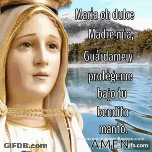 Virgin Mary Statue With Spanish Prayer GIF