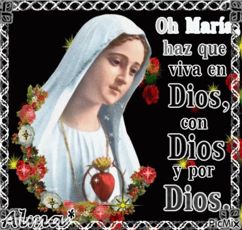 Virgin Mary Statue With Spanish Prayer GIF