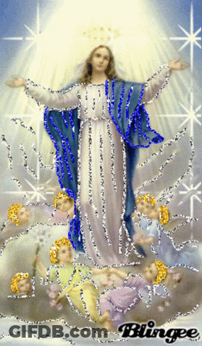Virgin Mary Surrounded By Angels Blingee GIF