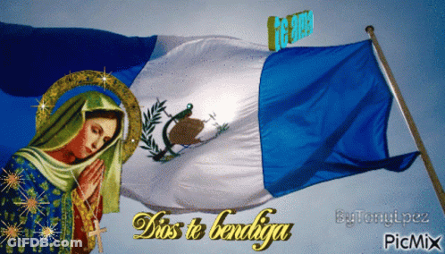 Virgin With Flag Saying Dios Te Bendiga GIF
