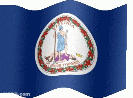 Virginia Flag With Man Laying On Woman's Back GIF