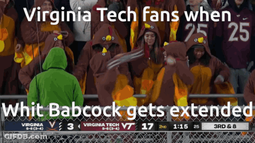 Virginia Tech Fan In Green Hoodie GIF