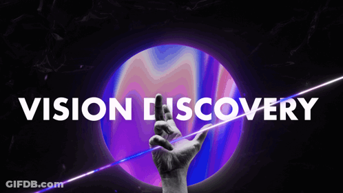 Vision Discovery Poster Hand Reaching Purple Planet GIF