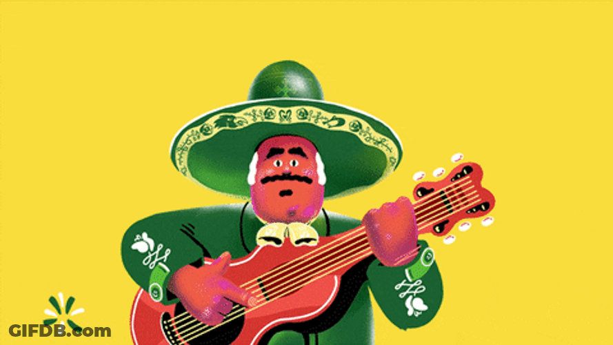 Viva Mexico Animated Man Playing Guitar GIF
