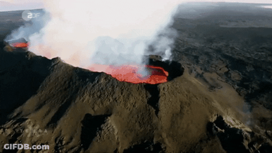 Volcano Crater Lava Smoking GIF