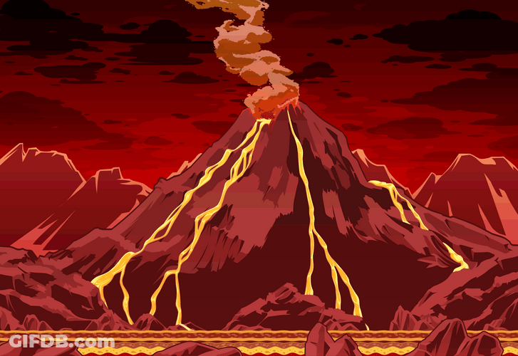 Volcano Eruption Animation GIF