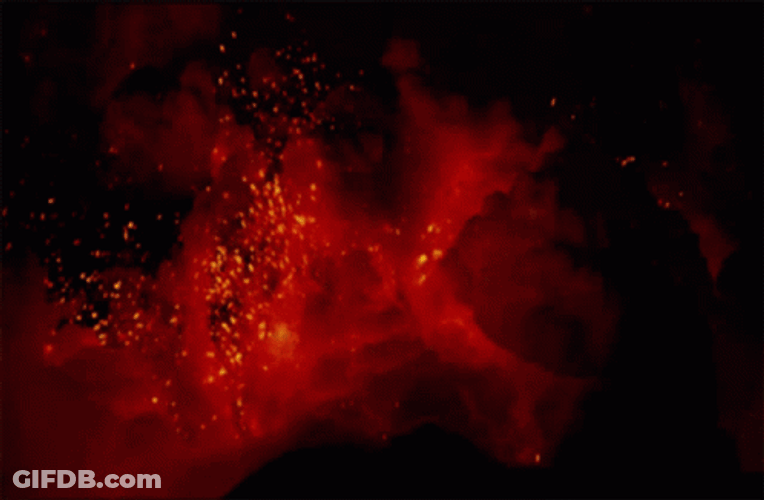Volcano Eruption Dark Red Particles GIF