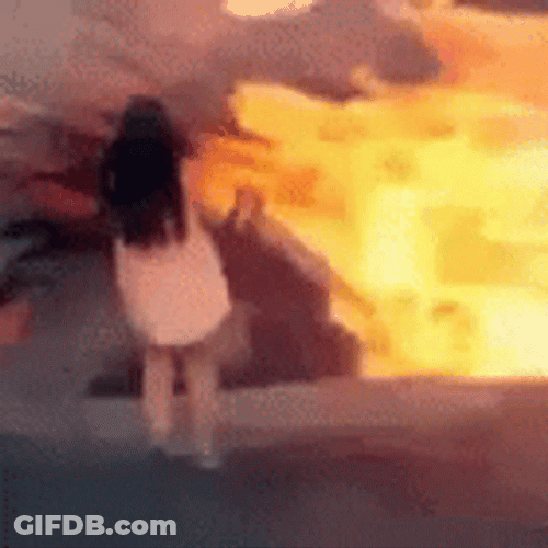 Volcano Eruption Girl Slide Crater GIF