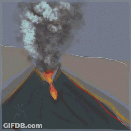 Volcano Eruption Painting Drawing Conversion GIF