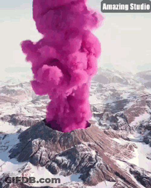 Volcano Eruption Pink Ash GIF