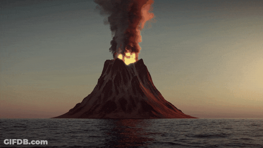 Volcano Eruption Sea GIF