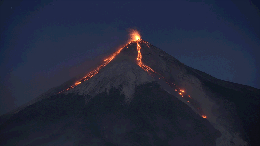 Volcano Fire Lava Flowing Night GIF