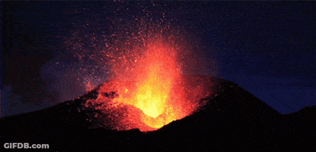 Volcano Fire Splashing GIF
