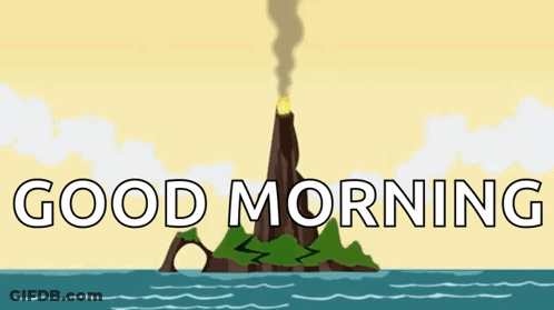 Volcano Illustration With Good Morning GIF
