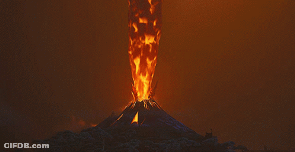 Volcano Lava Splashing Night GIF