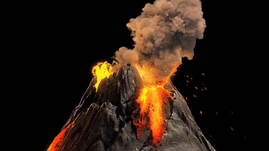 Volcano Tip Splashing Lava GIF