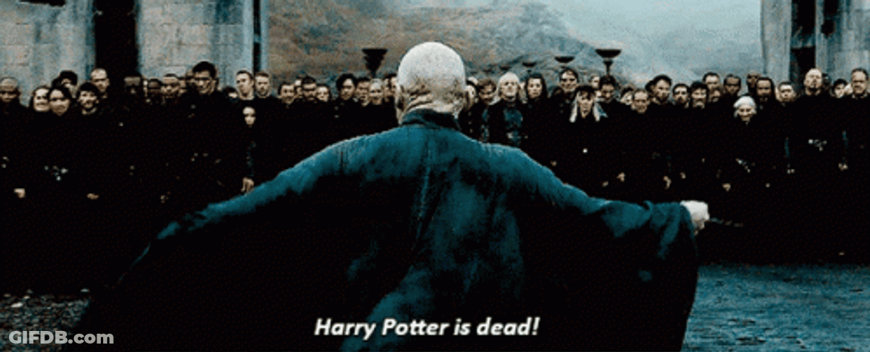 Voldemort Announce Harry Potter Is Dead GIF