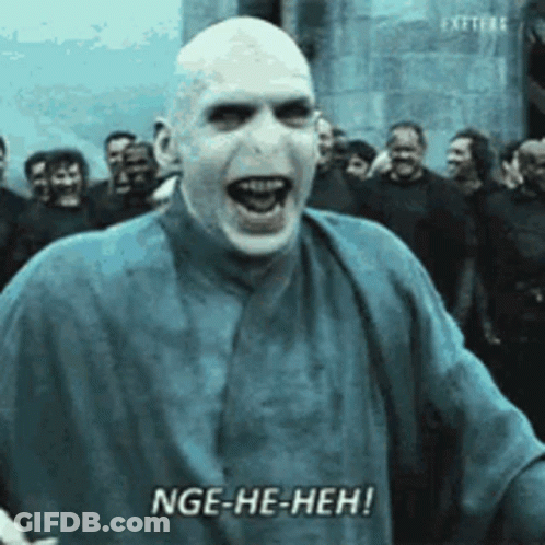 Voldemort From Harry Potter Is Making A Funny Face With His Mouth Open . GIF