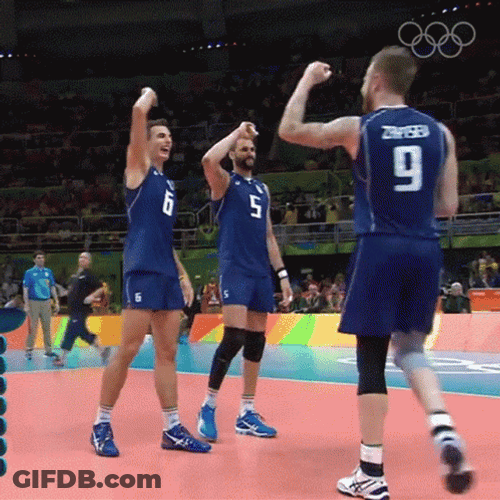 Volley Ball Team High Five GIF