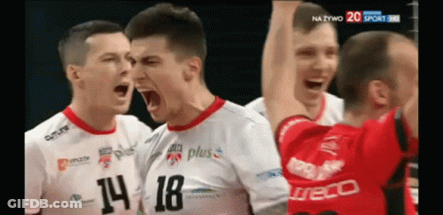 Volleyball Players In Jerseys 14 And 18 GIF