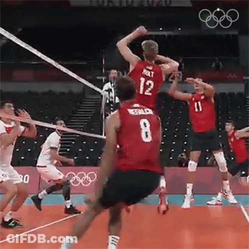 Volleyball Players Playing With Number 8 Jersey GIF
