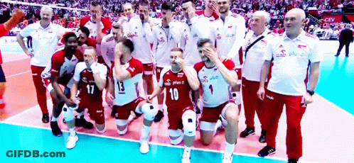 Volleyball Players Posing With Number 10 GIF