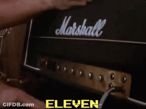 Volume I And Volume Ii Knobs With The Word Eleven In Yellow Letters GIF