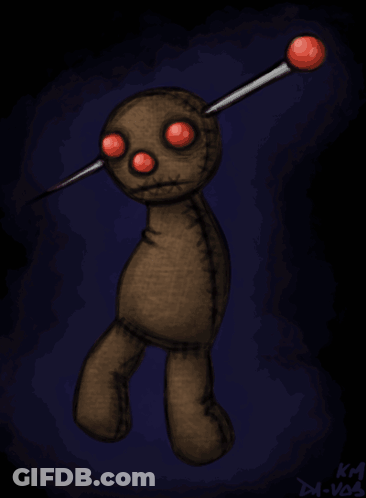 Voodoo Doll With Needle GIF