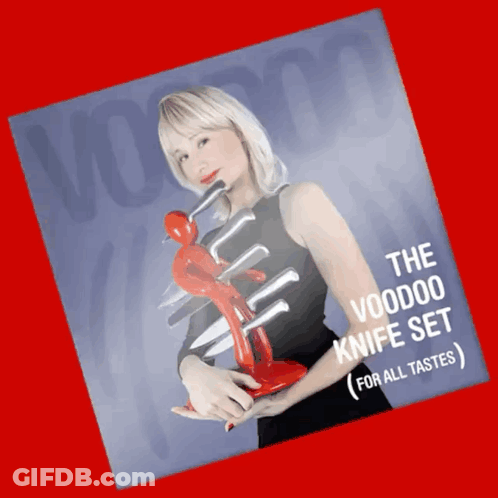 Voodoo Knife Set Poster Woman Holding Red Figure GIF