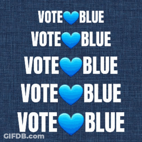 Vote Blue Poster With Blue Hearts GIF