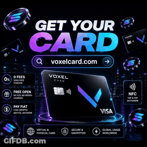 Voxel Card Advertisement With Visa Card GIF